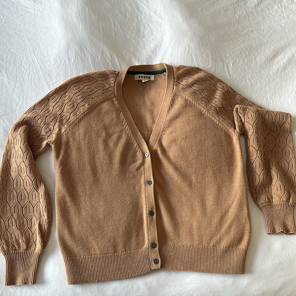 Boden Pointelle-Sleeve Cardigan (Size M)